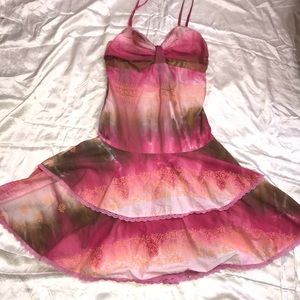 Pink & Brown bohemian Tie Dye Dress